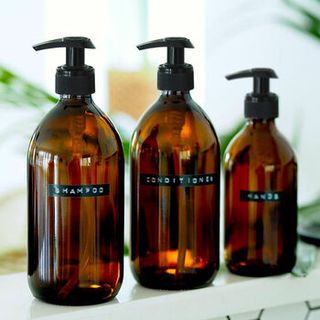 Personalized Stamp Label Amber Glass Bottle