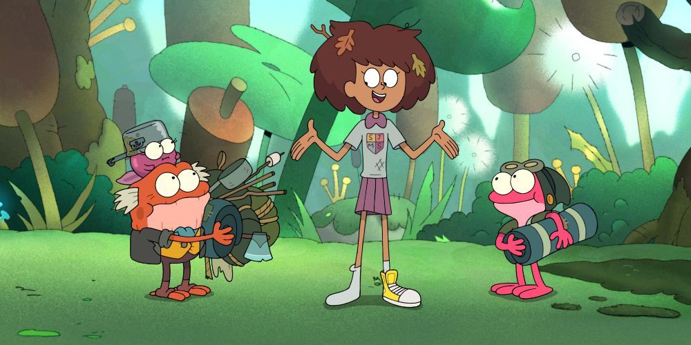 Anne with Sprig, Hop Pop, and Polly Planter in Amphibia.